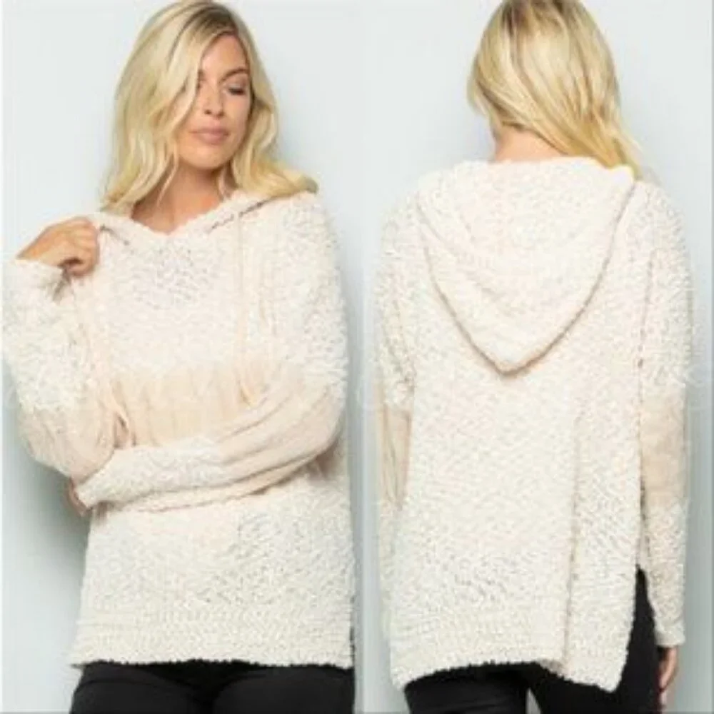 Chenille Knit Sweater Hoodie - Picture 3 of 3